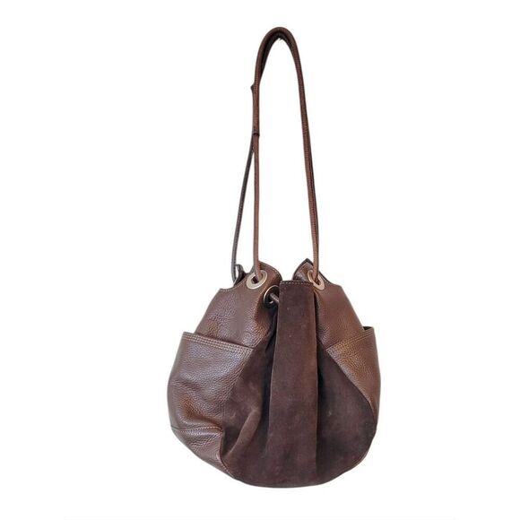 J. Jill Handbags - J. Jill Brown Leather & Suede Bucket Shoulder Bag OS